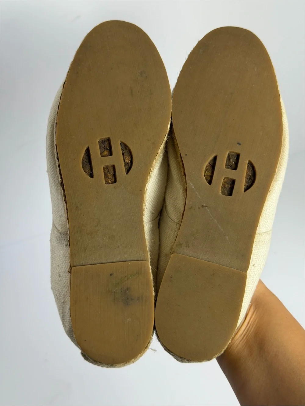 Vintage Hermes Canvas Lace-up Cream White Espadrilles